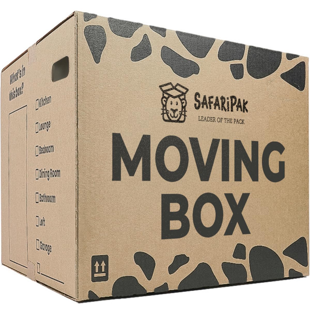 SAFARIPAK - 5 Pack Strong Extra Large Reusable Cardboard Storage Packing Moving House Boxes 52cm x 52cm x 40cm with Carry Handles and Room List Checkboxes - 108 Litres Capacity