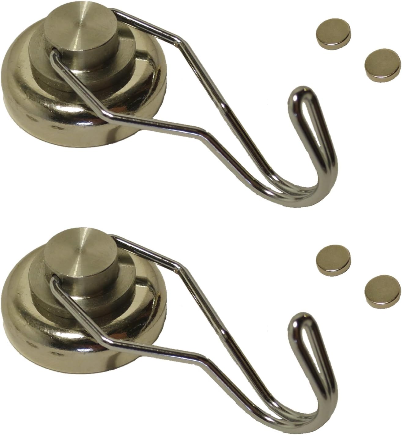Magnetic Swivel Hook with Super Strong Neodymium Magnet (Holds up to 50 Pounds) (Pack of 2) with 4 Free Micro Magnets