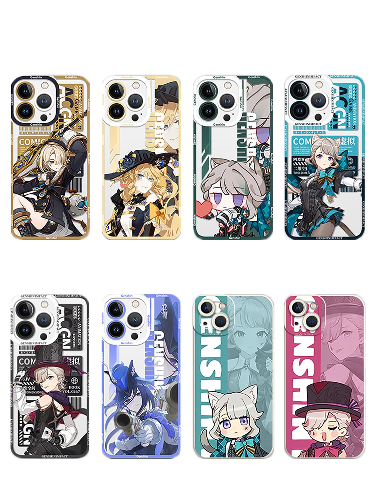 ERAH Genshin Impact Fontaine Character iPhone Case Lynette Lynet Freminet Clorinde Navia Transparent Color Phone Cover (iPhone 14,06)