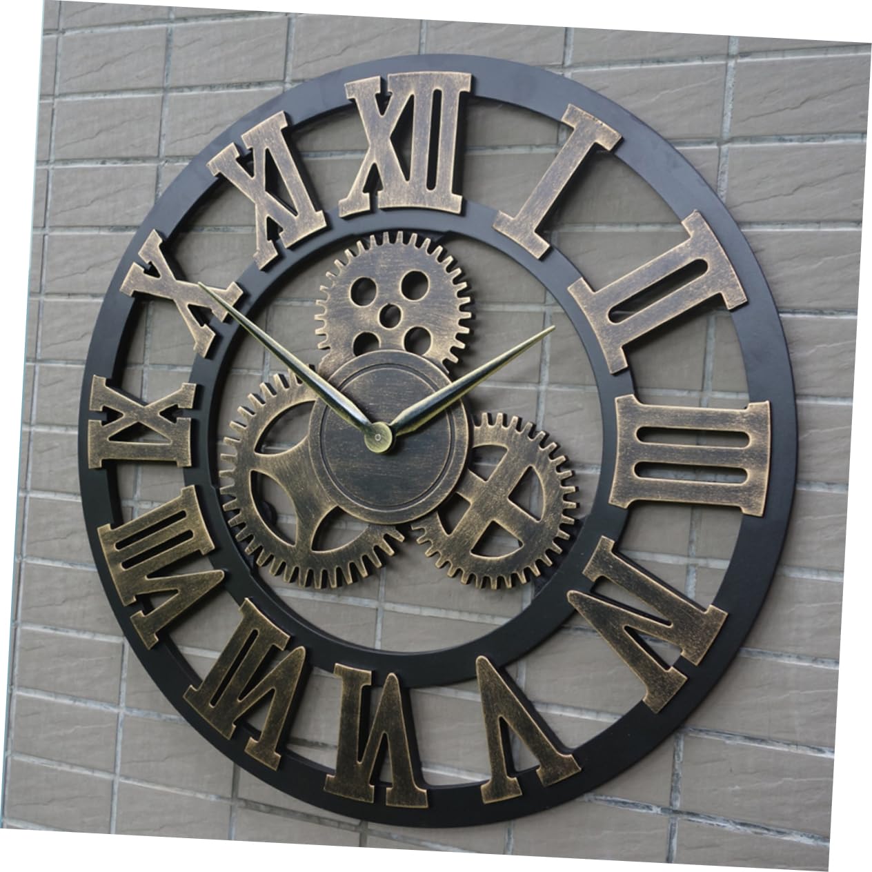 ABOOFAN 34cm Retro Wanduhr aus Metall im Industriedesign mit Zahnradmotiv Dekorative Hängeuhr ohne Batterie für Wohnzimmer Küche Schlafzimmer