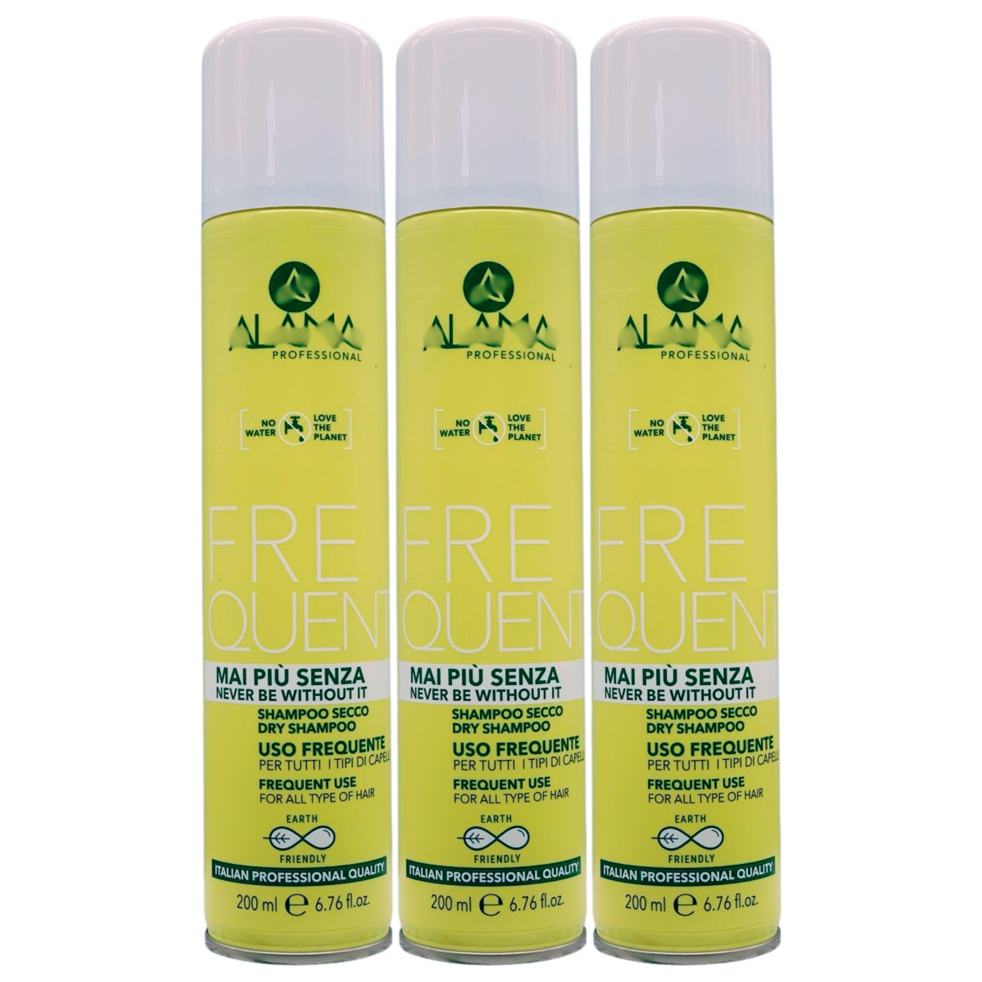 3x Shampoo Secco FREQUENT, Uso Frequente, Per Tutti i Tipi Di Capelli. Permette Di Ravvivare e Detergere La Chioma Senza L'Utilizzo Dell'Acqua 200ml