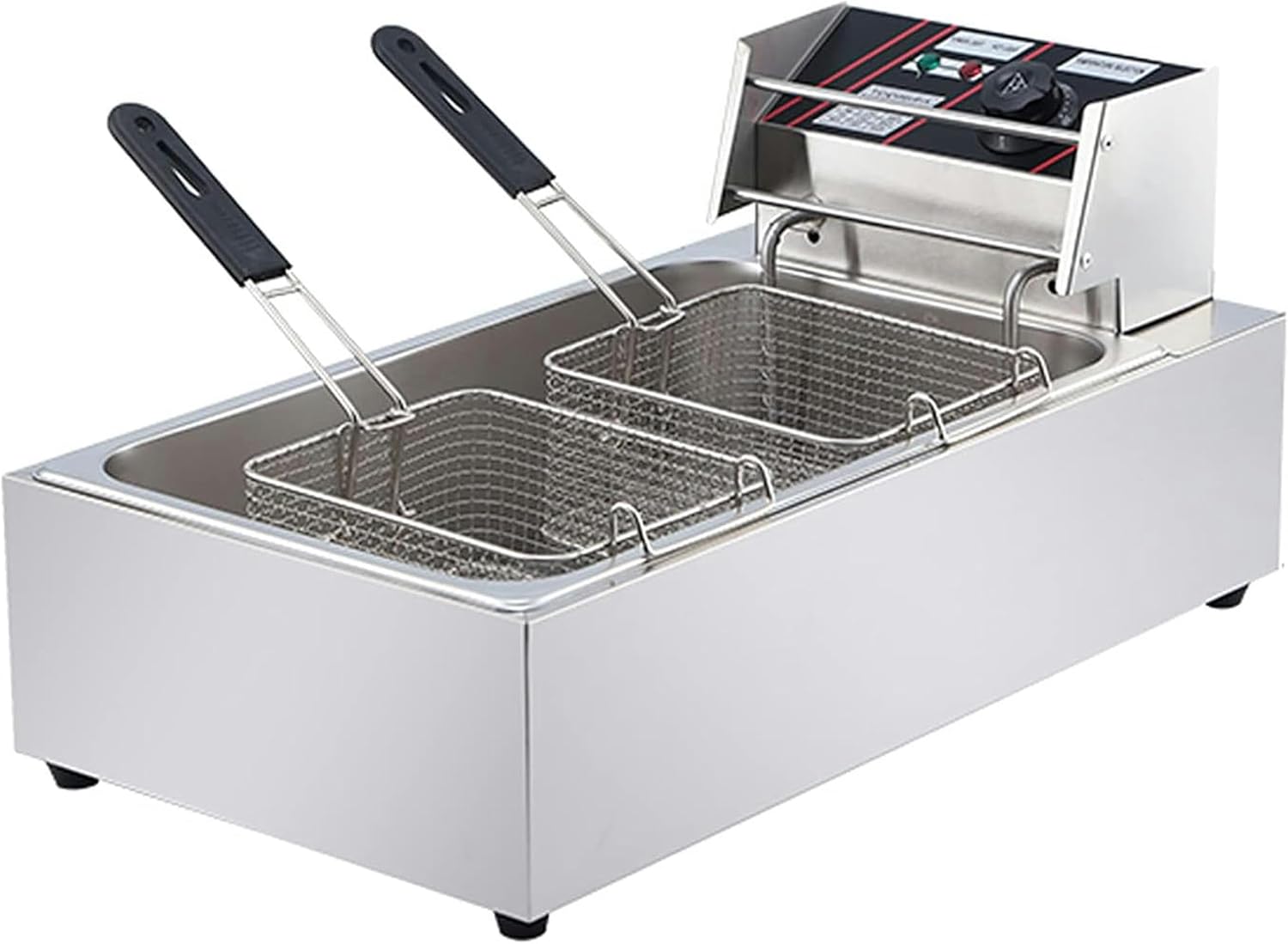 Stainless Steel Deep Fryer, Electric Commercial Fryer with Timer and Temperature Control, Double Large Capacity Detachable Basket for Restaurant Home Kitchen, Thickened Material,Extended Fryer