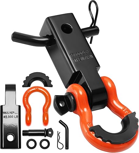 Miniatura 1 de Juego de receptor de enganche de grillete de 2 pulgadas, con grillete de anillo en D de 34 pulgadas y pasador de tornillo de 58 pulgadas,