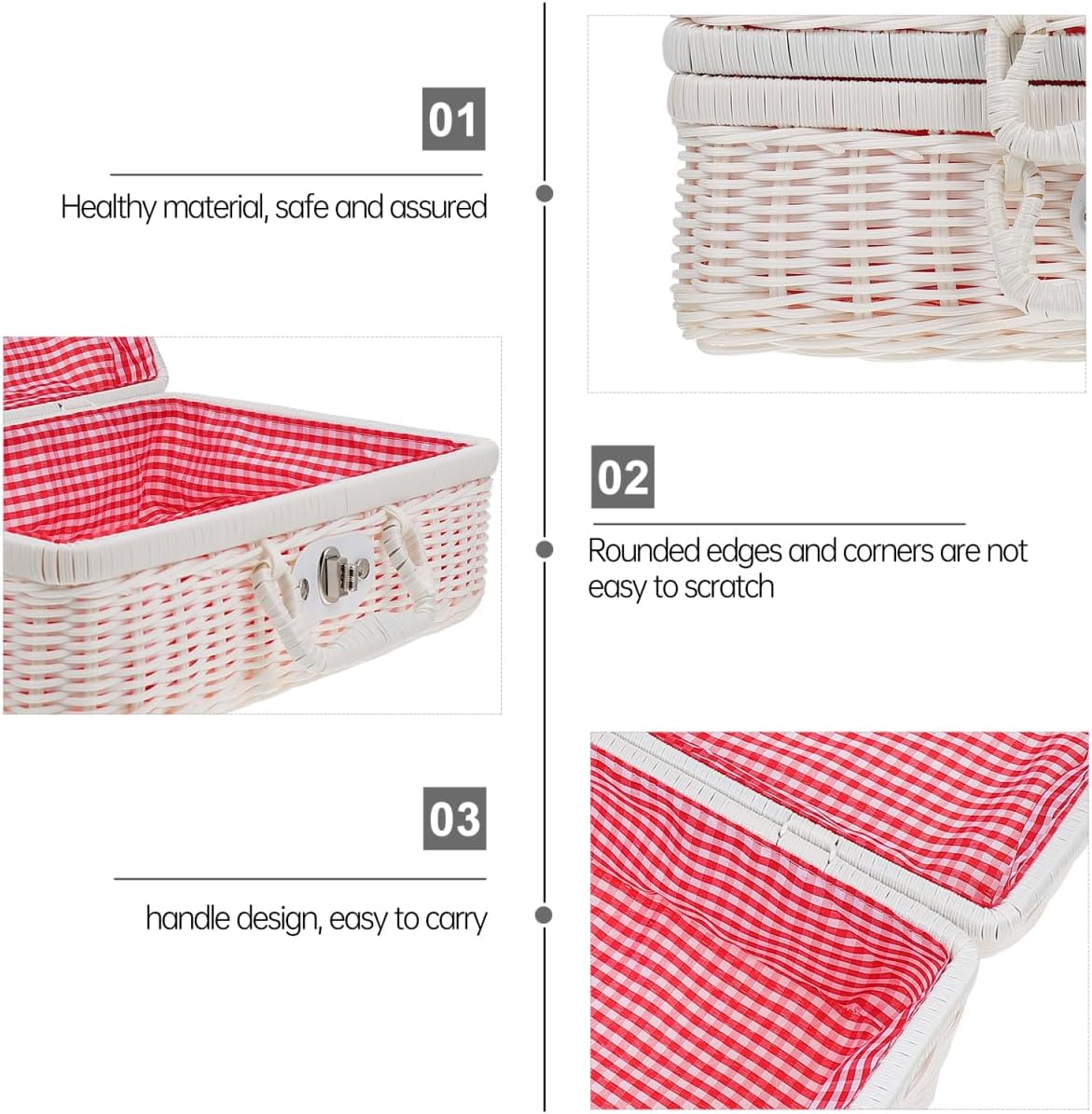 DOITOOL Handwoven Rattan Suitcase with Liner and Lock 11.8X8.3X4.7 Inch Vintage Style Storage Box for Picnic and Home Organization - Image 8