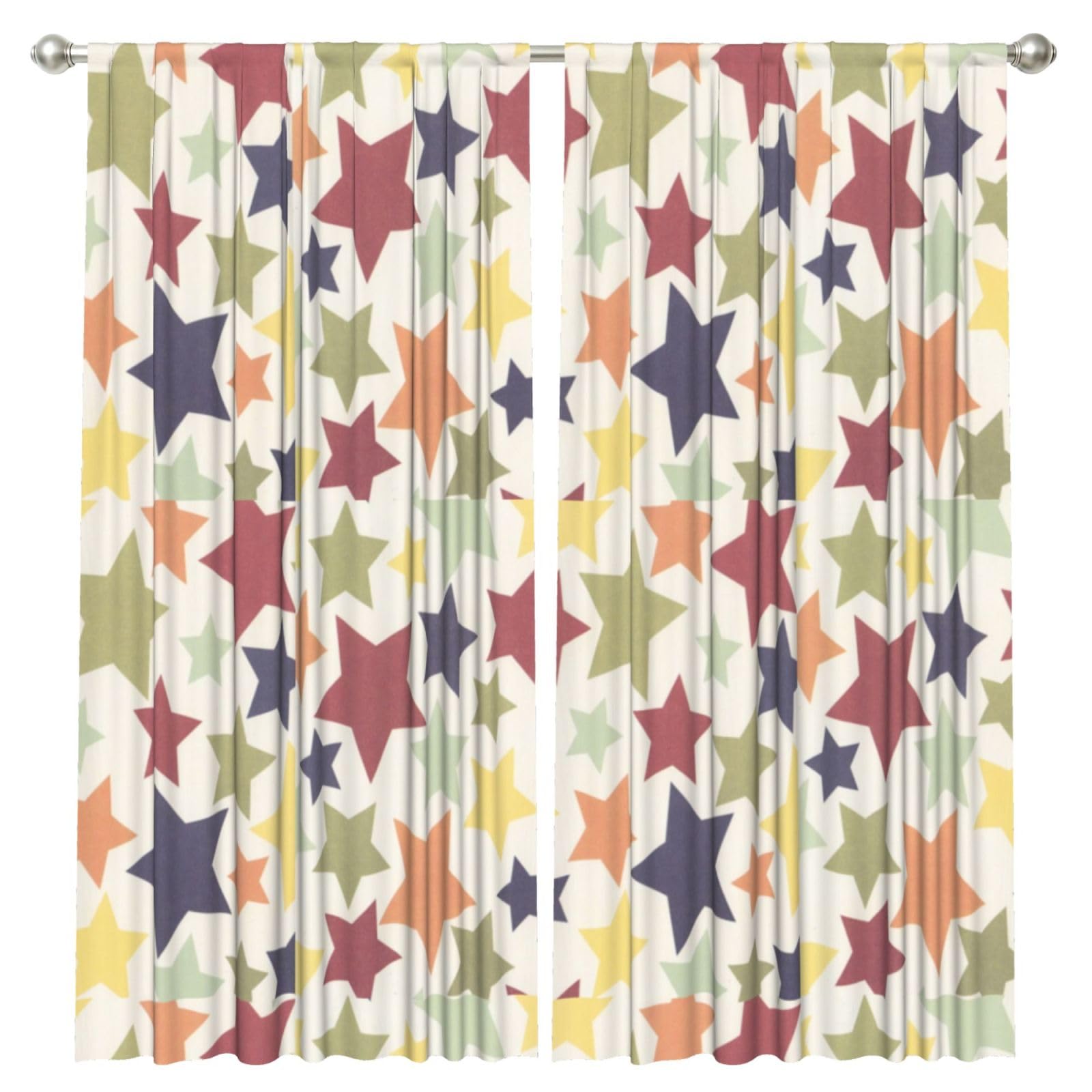 InOmak Star Colorful Surface, 2 Panels Window Curtains 52 x 84 Inch Blackout Curtains for Living Room Bedroom