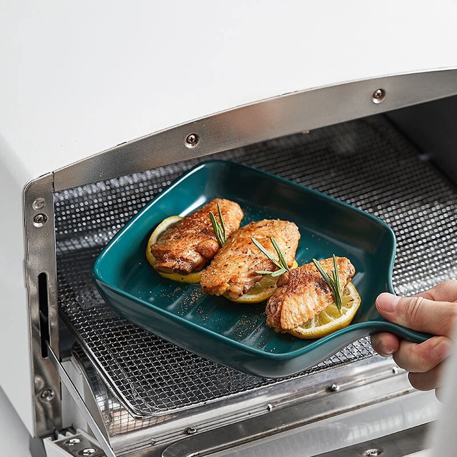 Fuente de Horno Paquete de cerámica de cerámica, conjunto de platos for hornear, glaseado de cerámica, bandeja for cocinar, cocina, cena de pastel, banquete y diario, verde Vajilla para Hornear