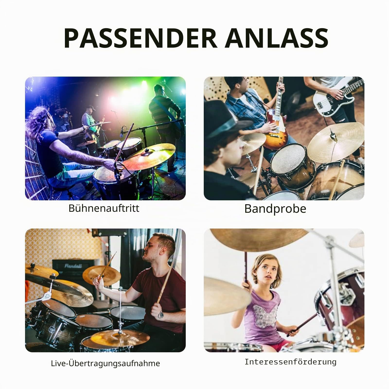 D Debra DK7 Pro 7-teiliges kabelgebundenes dynamisches Schlagzeugmikrofon-Set, Bass, Tom/Snare & Becken Mikrofon-Set für Schlagzeuger und andere Instrumente mit Gewindeclip