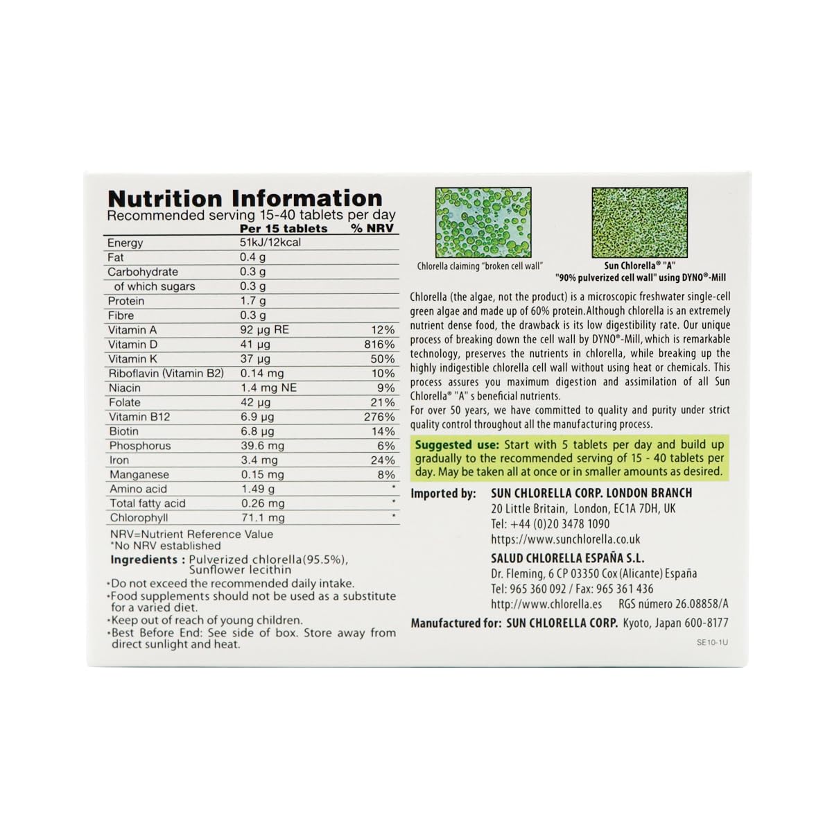 Sun Chlorella A - Pack of 1500 Tablets