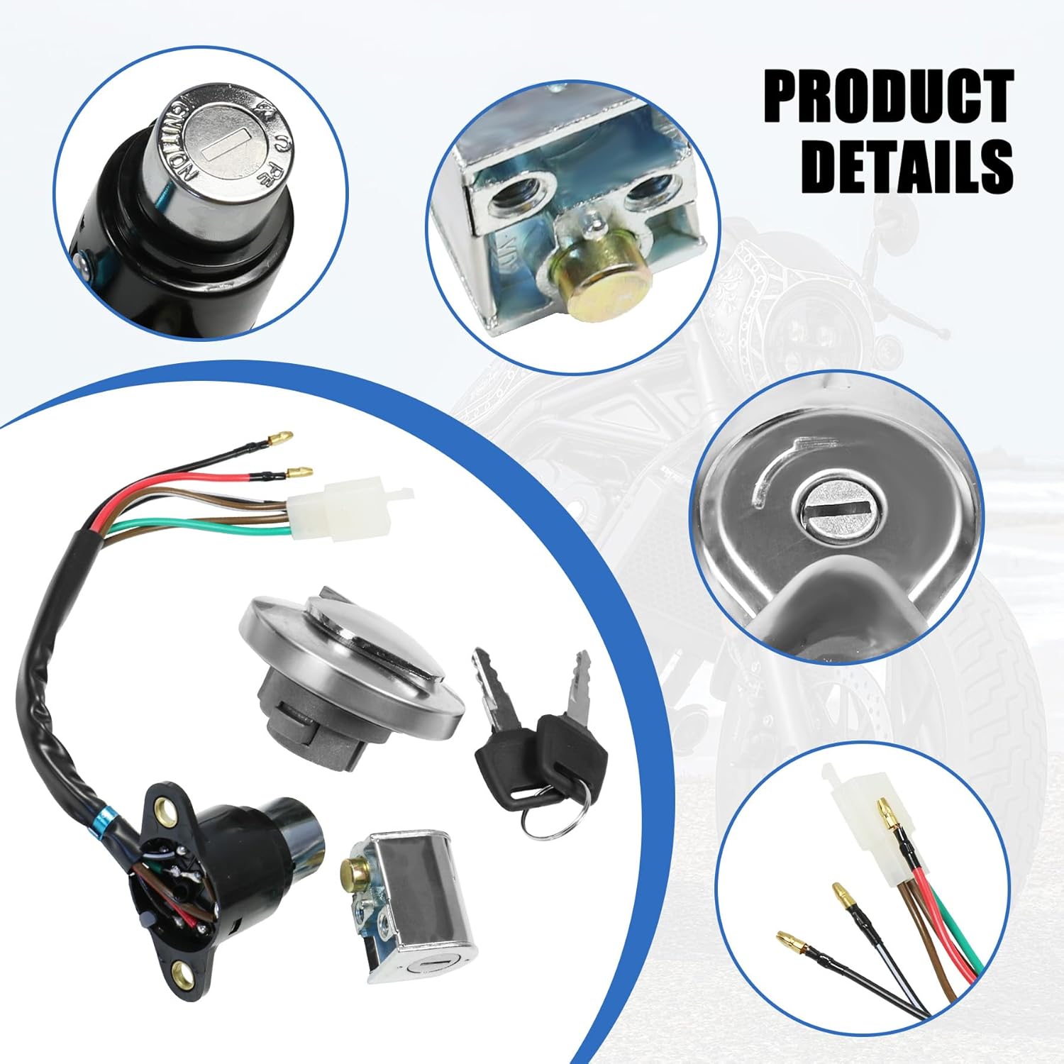 JDMSPEED New Ignition Switch Fuel Gas Cap Helmet Seat Lock Key Set Replacement for Honda Rebel 250 CMX250