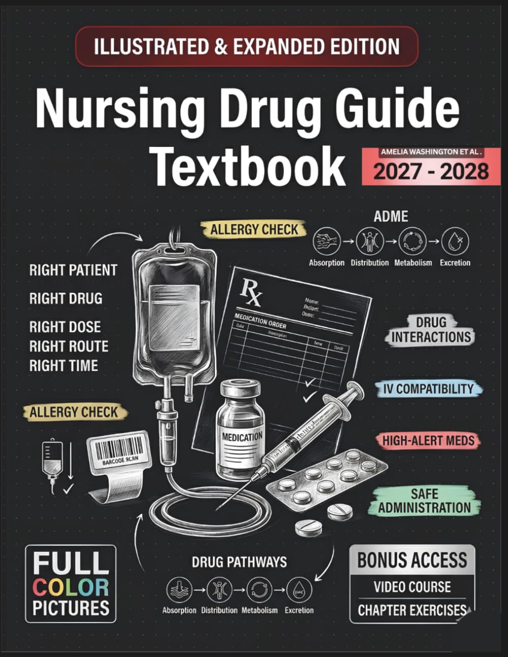 NURSING DRUG GUIDE TEXTBOOK 2027-2028: Illustrated & Expanded | A Practical, Evidence-Informed Clinical Guide to Drug Class Review, Dosage Calculation, and Patient-Centered Nursing Care