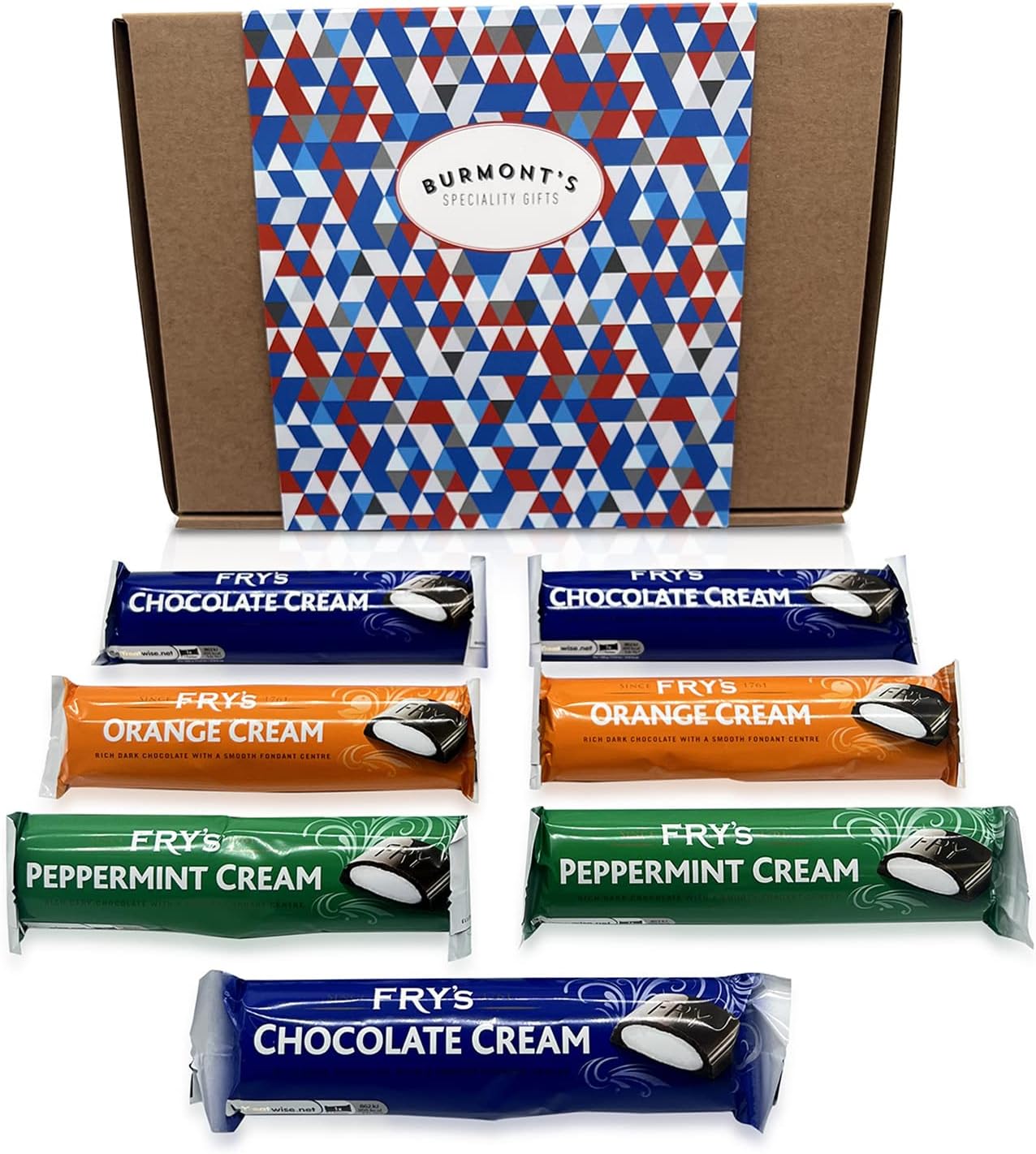 Fry's Chocolate Cream Gift Selection Box - Peppermint, Chocolate & Orange Bars - Hamper Exclusive to Burmont's