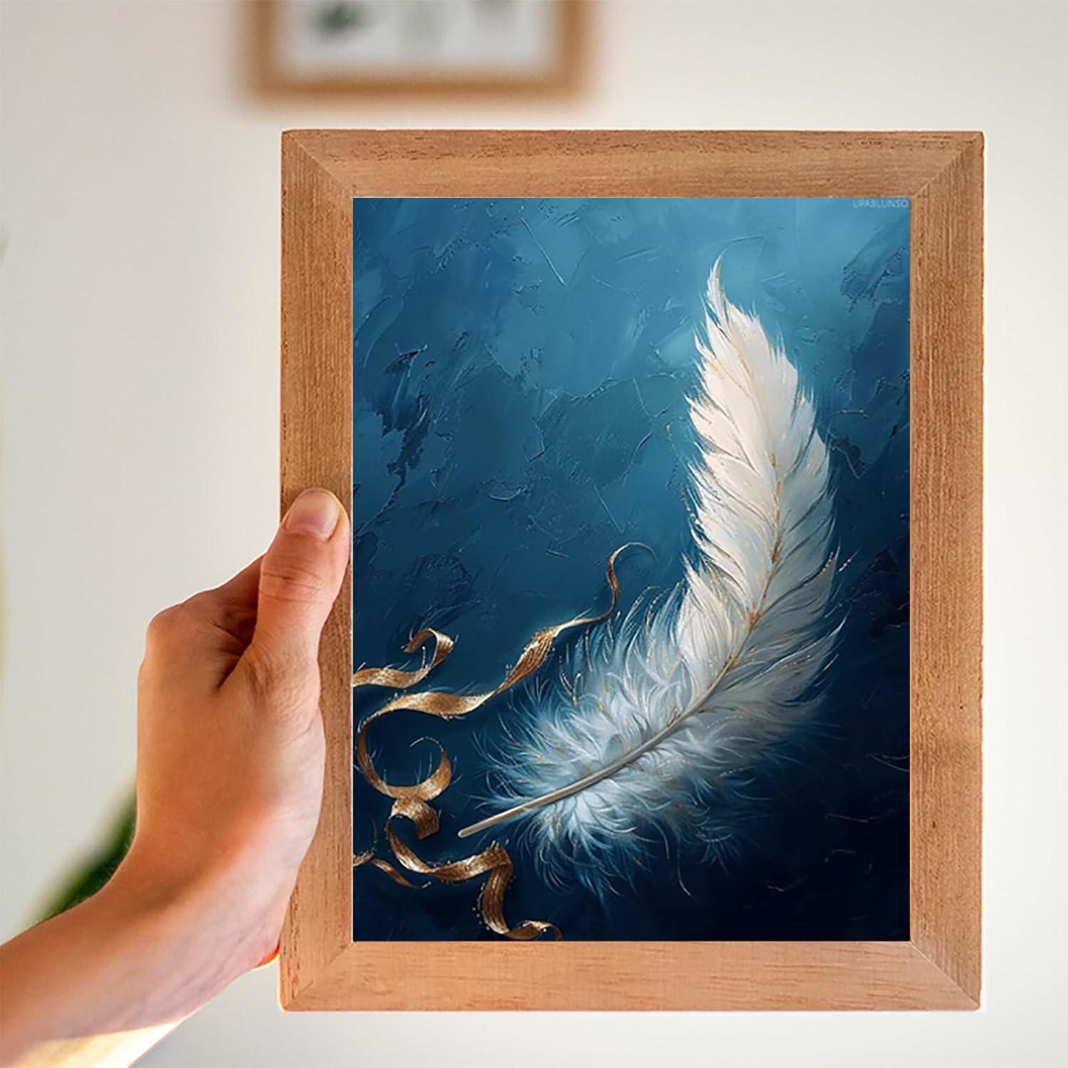 DIY Diamond Painting Feathers Diamond Art Kits for Adults, Feather Diamond Art Paintings Kits, Round Drill Diamond Painting Kits for Adults, 5D Gem Art Adult Crafts, Hobbies for Women 12x16inch