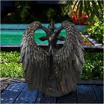 Baphomet Satan Statue, Satin Goat Resin Statue, Baphomet Sitting on Globe, Resin Statue Mendes Horned God Goat Altar Sculpture Figurine, Religious Decor