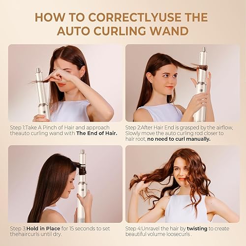 Miniatura 7 de Cepillo secador de pelo 5 en 1, juego de cepillos secadores de pelo de iones negativos, cepillo de aire caliente, rizador de aire, rizador de aire,