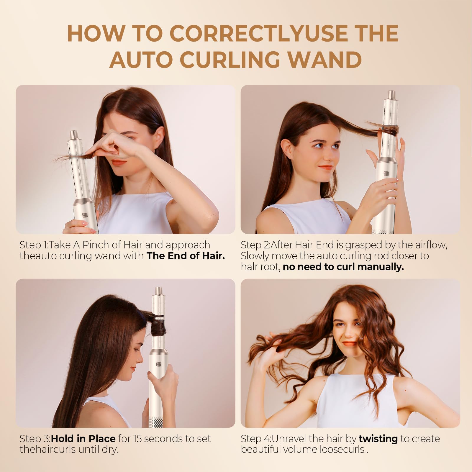 Hair Styler Air Brush 5 en 1 Airbrush 5 en 1 Air Styleravec Seche Cheveux, Brosse Soufflante, Fer a Boucler, Thermal Brush, Brosse Lissante Seche Cheveux 5 en 1 pour Sécher, Boucler, Lisser