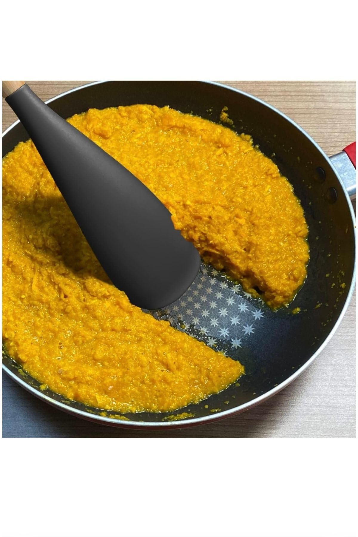 Yenigeldi 1Adet Silikon Kaşık (2Si 1 Arada) Spatula Yapışmaz,Siyah