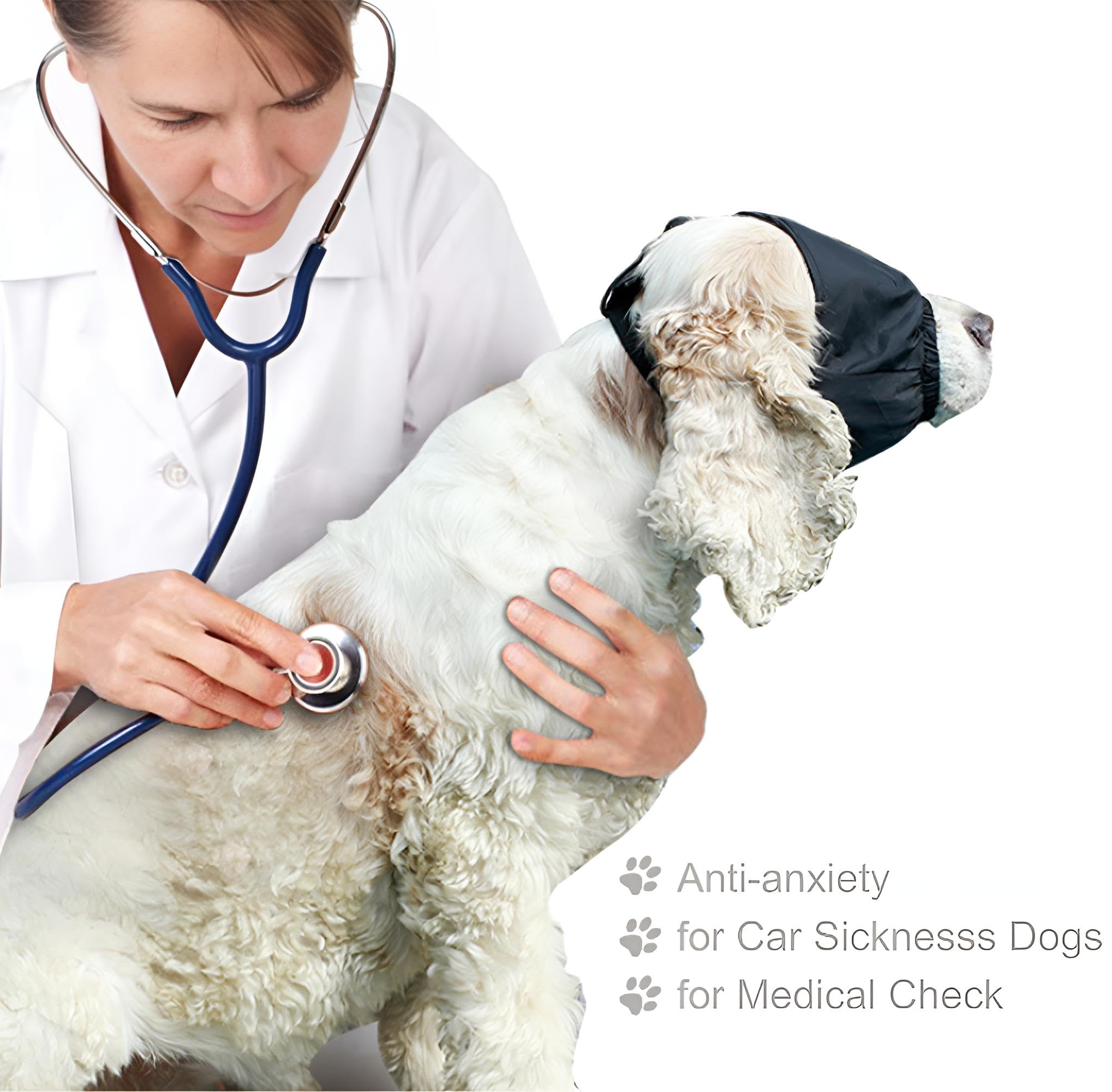 Delifur Dog Anxiety Muzzle Pet Calming Cap Eye Mask