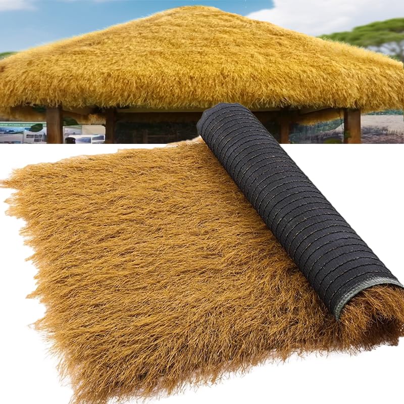 HTRDHT 1x10m Yellow Artificial Thatch Straw Roof Roll