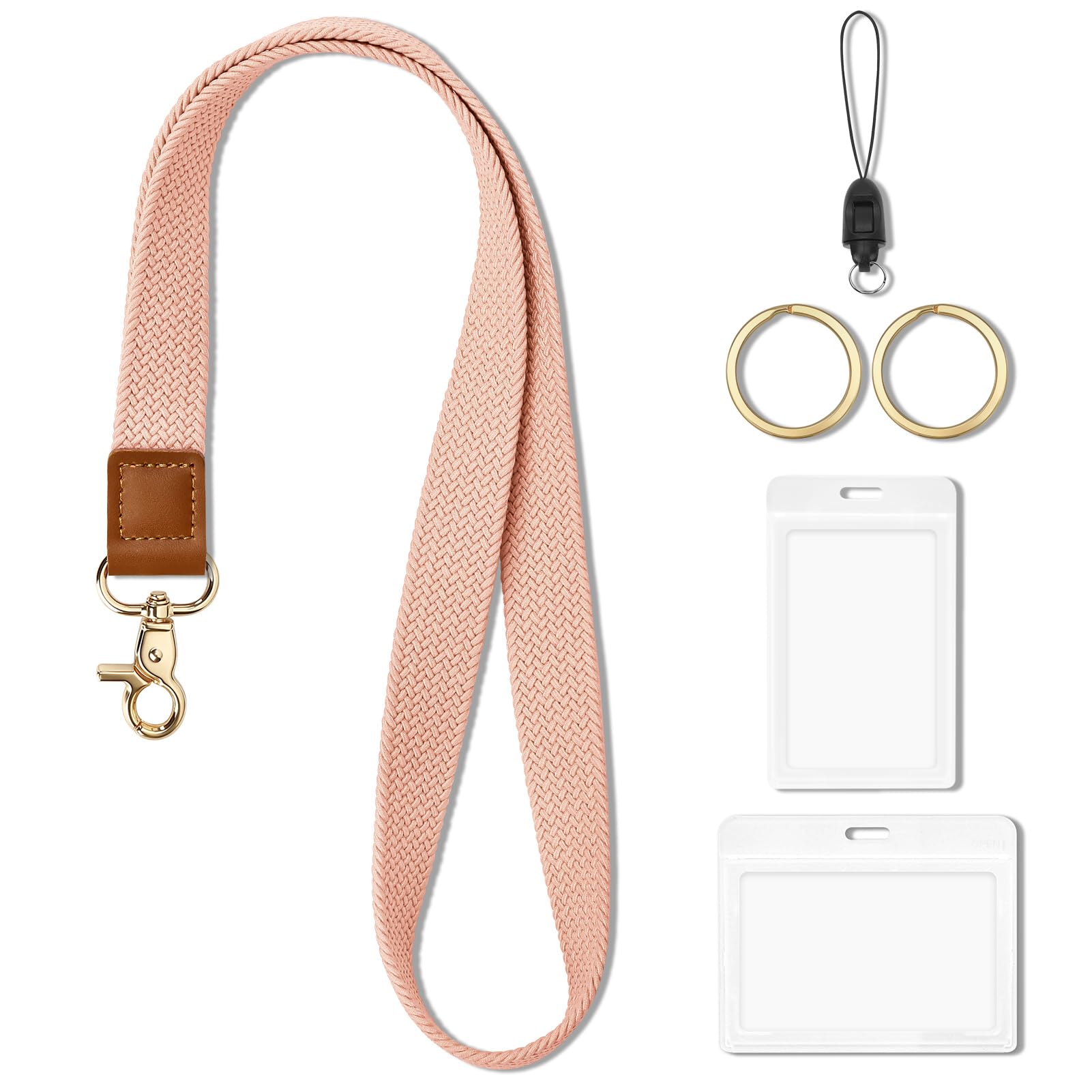 CHUQING Porta tessere con cinturino, cordino da portare al collo, portachiavi, porta tessere, cordino, tracolla,Porta badge,Rosa