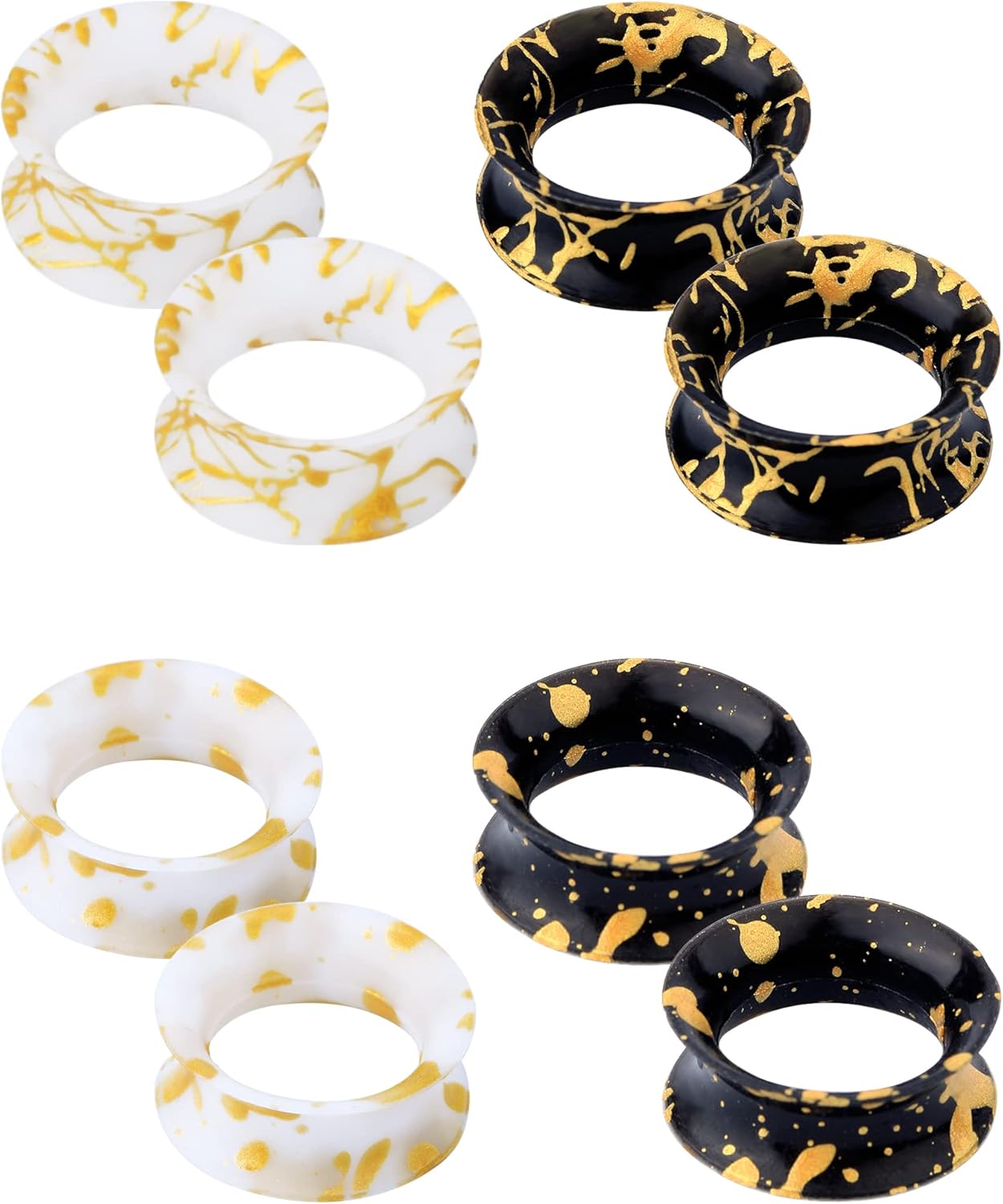 Jewseen 8Pcs Silicone Tunnels Silicone Gauges 2g-1'' Flexible Ear Tunnels Plugs Double Flared Ear Gauges Plugs Flexible Stretching Ear Piercing Jewelry for Women Men