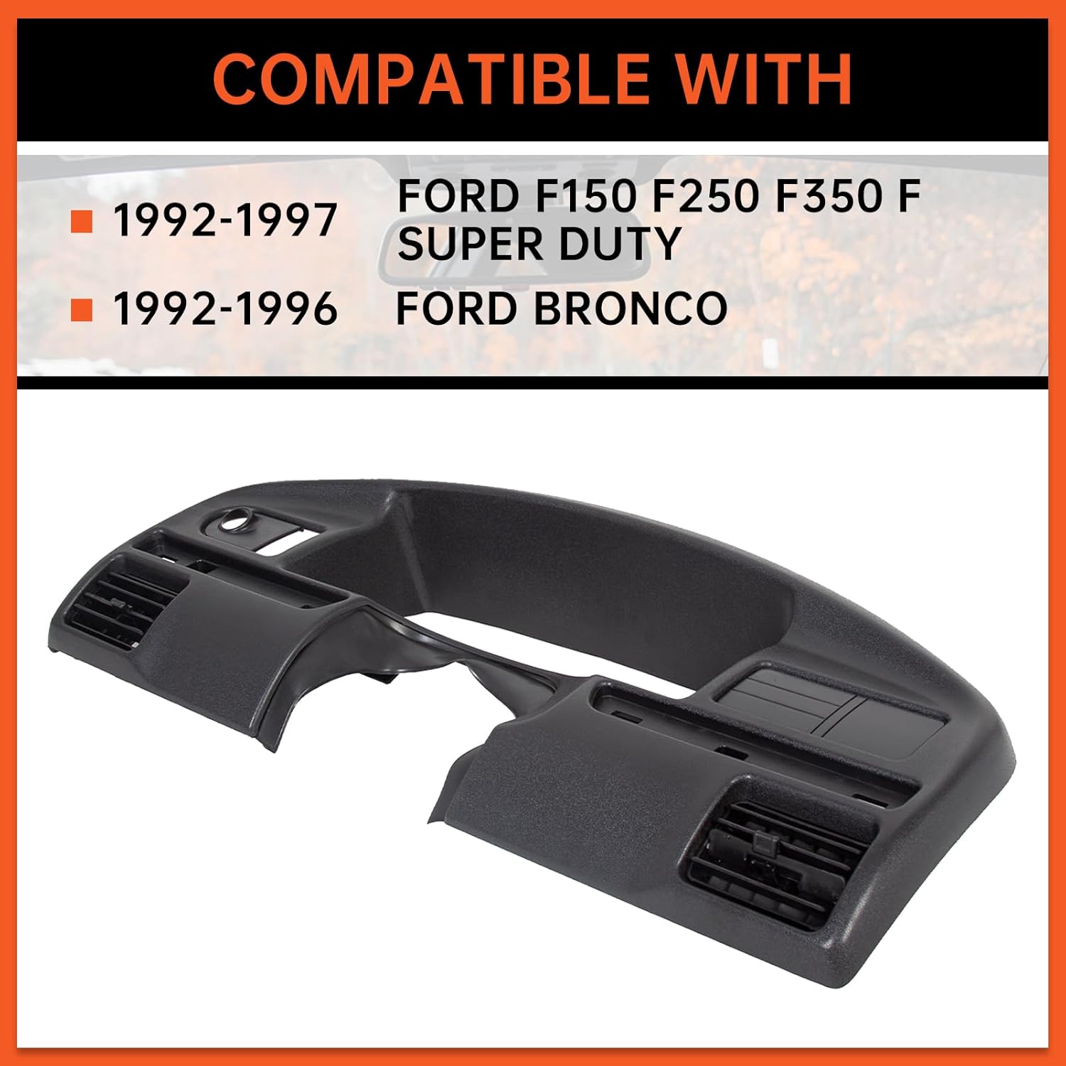 ECOTRIC Instrument Dash Panel Replacement Compatible with 1992-1997 Ford Bronco F150 F250 F350 Cluster Dash Bezel Replacement for part F2TZ15044D70A (Gasoline Engine ONLY)