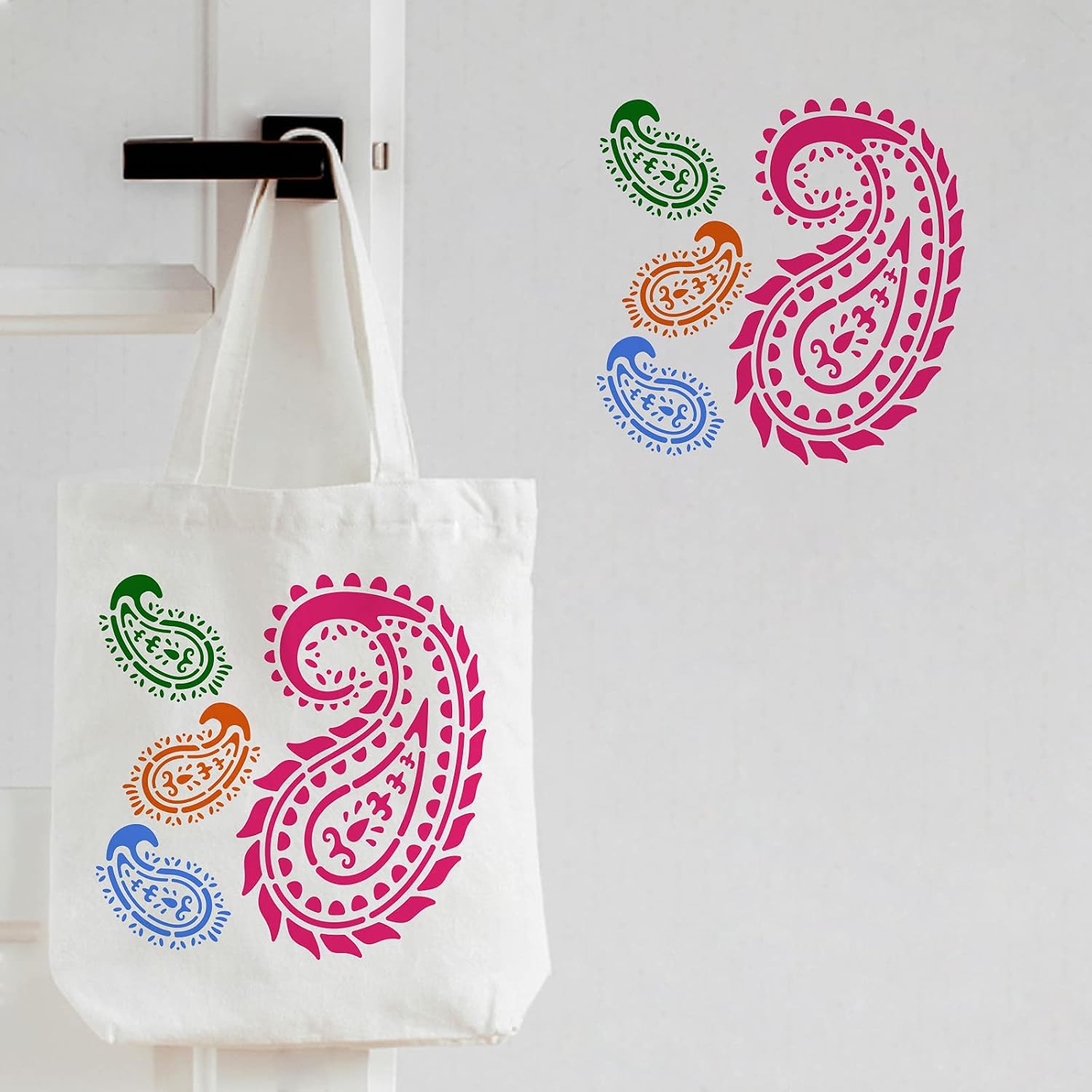 FINGERINSPIRE Paisley Stencils Template 30x30cm Plastic Paisley Drawing Painting Stencils Square Reusable Stencil for Painting on Wood Floor - Image 5