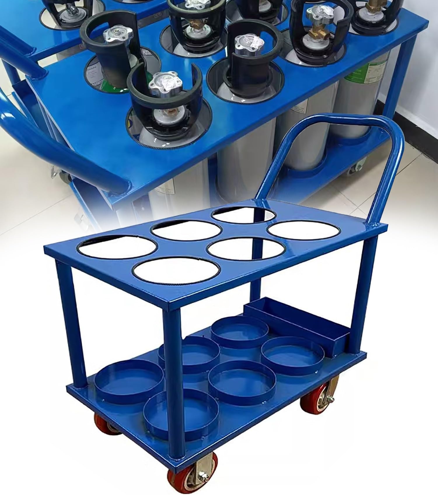 WQPMNYG Oxygen Cylinder Cart with Heavy-Duty Wheels for Secure Storage and Transport