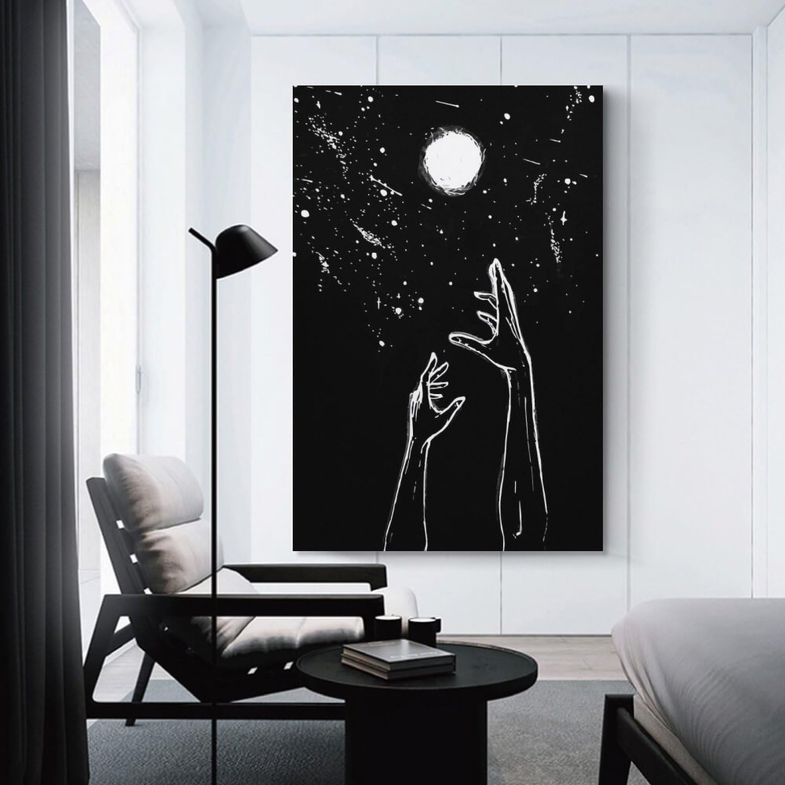 Junmoney Wall Art Print Reaching for The Moon, 20x30inch(50x75cm), for Home Lounge, Bedroom Or Reading Nook, Canvas Styling for A Polished Room Look