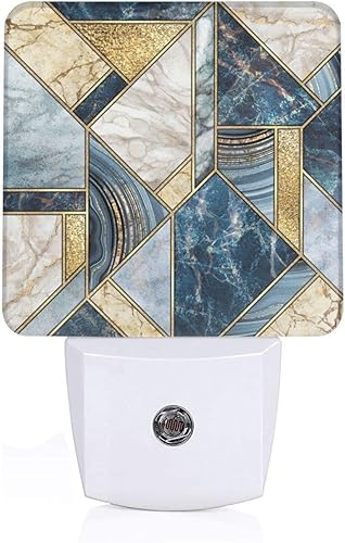 Moderna luz nocturna de mármol azul enchufable para pared, luz nocturna LED decorativa con sensor automático de anochecer a amanecer, para niños,