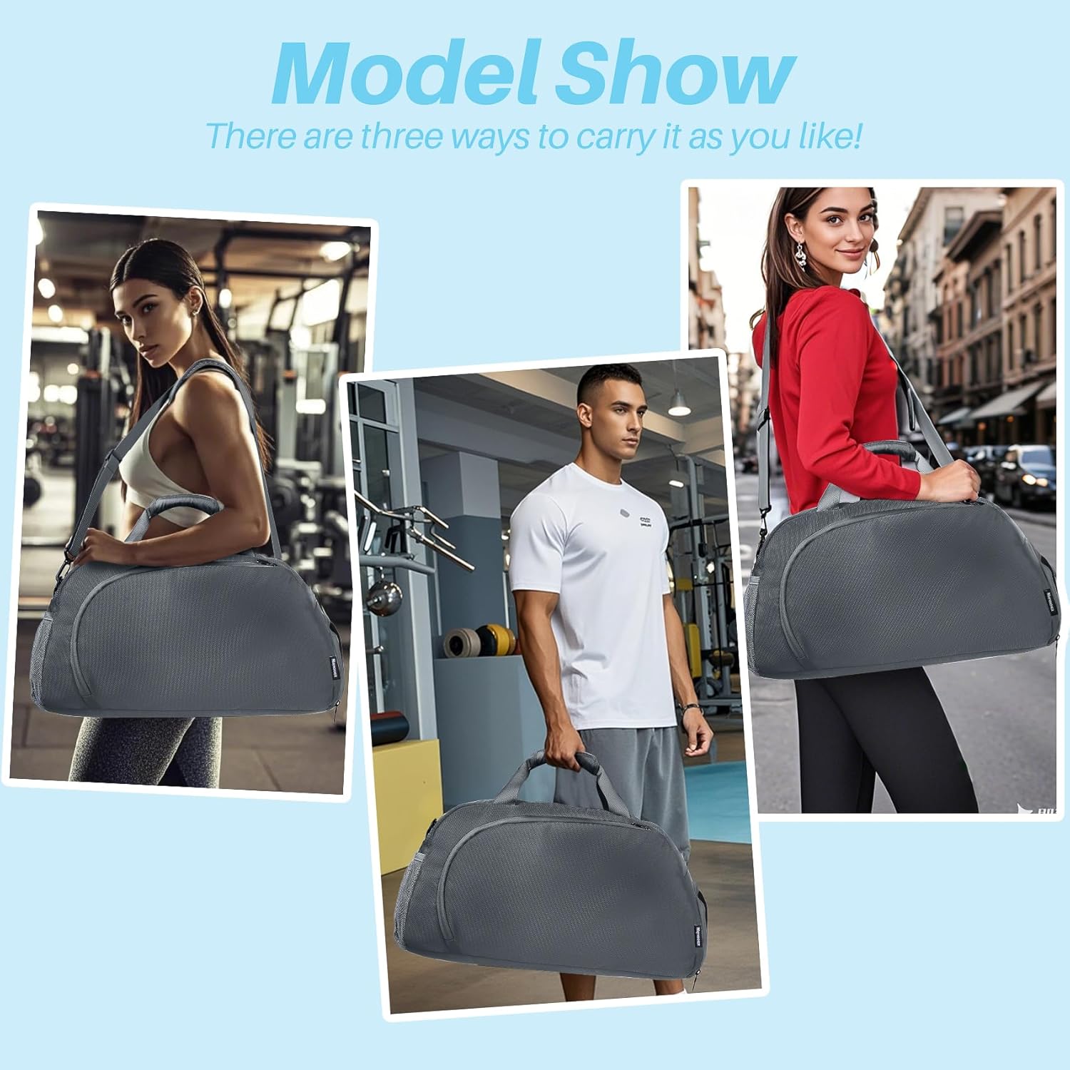 Pickleball Bag with Shoes Compartment & Wet Pocket for Men Women,Water Resistant Sport Gym Bag Small Travel Duffel Weekender Overnight Bags,Dark Grey - Image 6