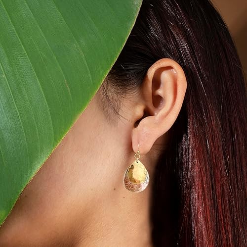 Miniatura 8 de Aretes colgantes de metal mixto de oro y plata para mujer, estilo vintage, dos tonos, bohemios, pequeños aretes colgantes