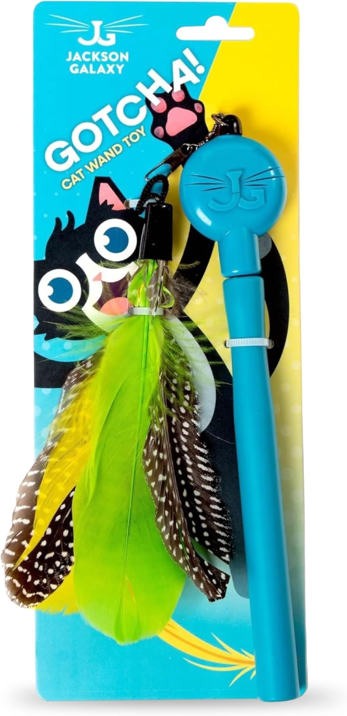 Gotcha! Cat Wand Toy - Retractable Cat Toy for Engaging Play - Telescoping Wand with Natural Feathers for Indoor Cats - Foundational Tool for Cat Wellness and Interactive Bonding Play