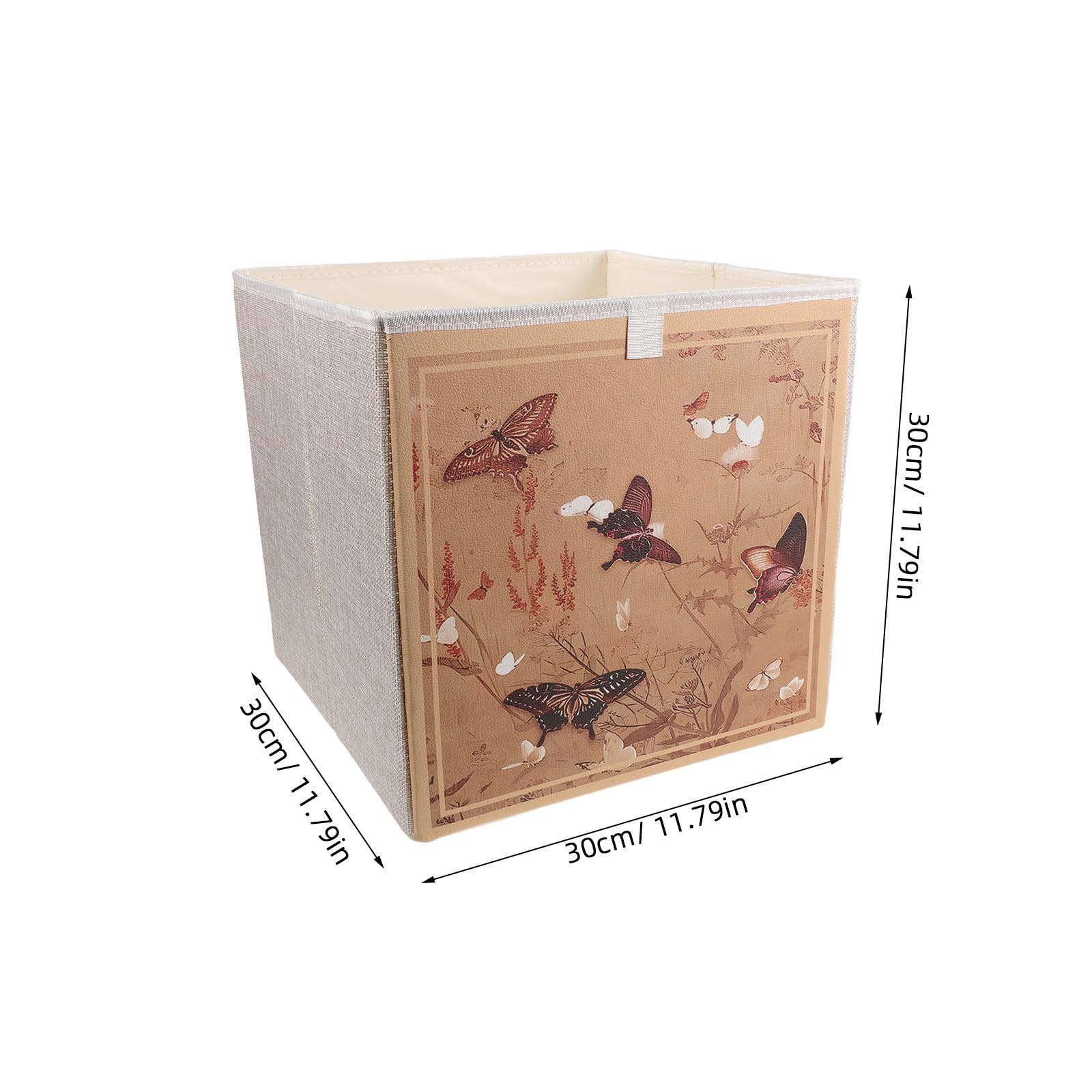 Contenitore organizer per cassetti: scatola portaoggetti in tessuto di lino impermeabile - cubo pieghevole - cestino decorativo a forma di farfalla cinese per scaffali e armadi.
