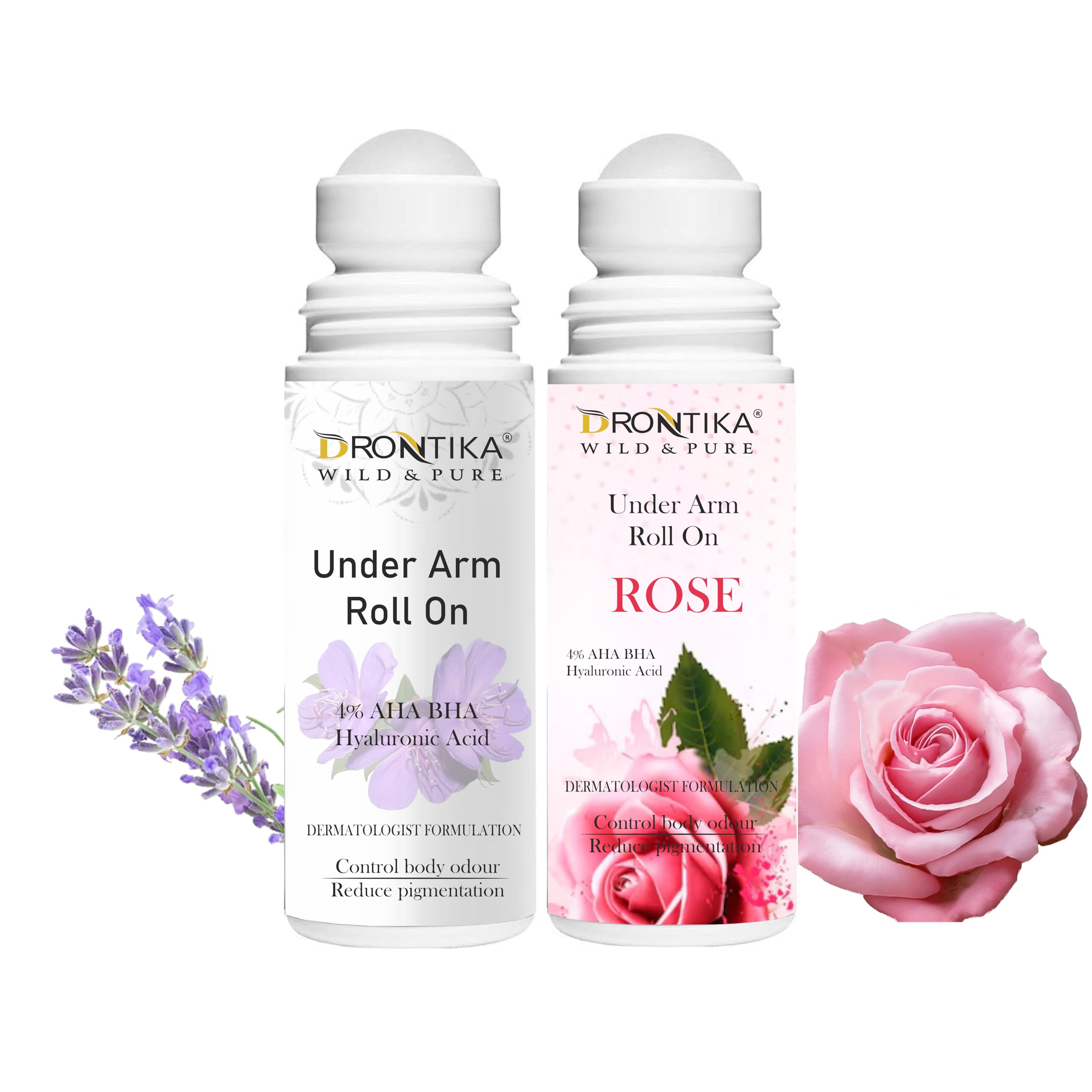 Lavender & Rose Roll-On Deodorant with AHA & BHA – Pack of 2 | Natural, Alcohol-Free, Skin Brightening & Odor Control Formula (50ml Each)-image-32