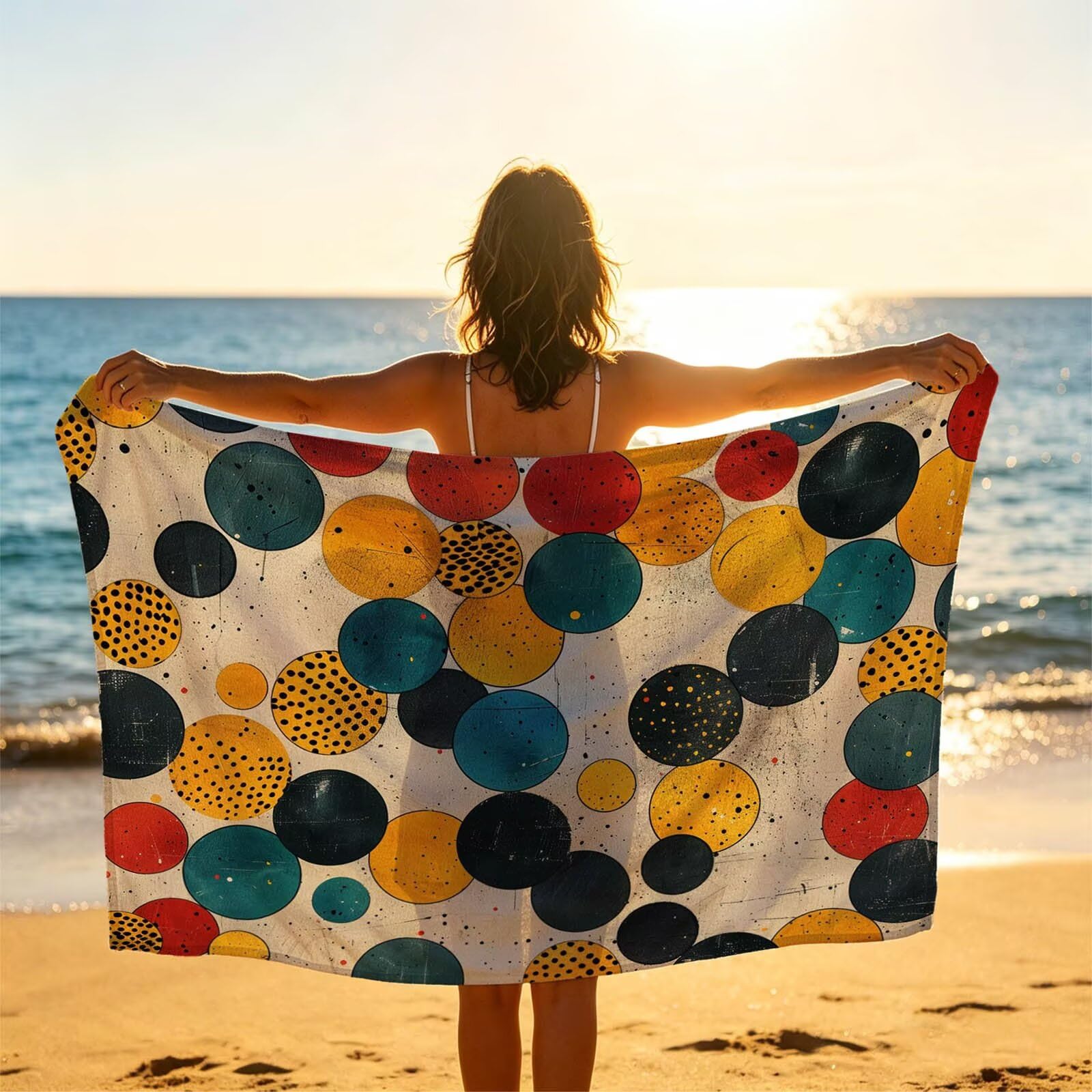 Toalla Playa Grande 220x160 Vacaciones Accesorios Viaje, Toalla Playa Redondo Suave Cómodo Secado Rápido, Sencillez Toallas Baño Grandes 160 x 220cm para Yoga Fitness Natación Sauna Baño XTLS-0902