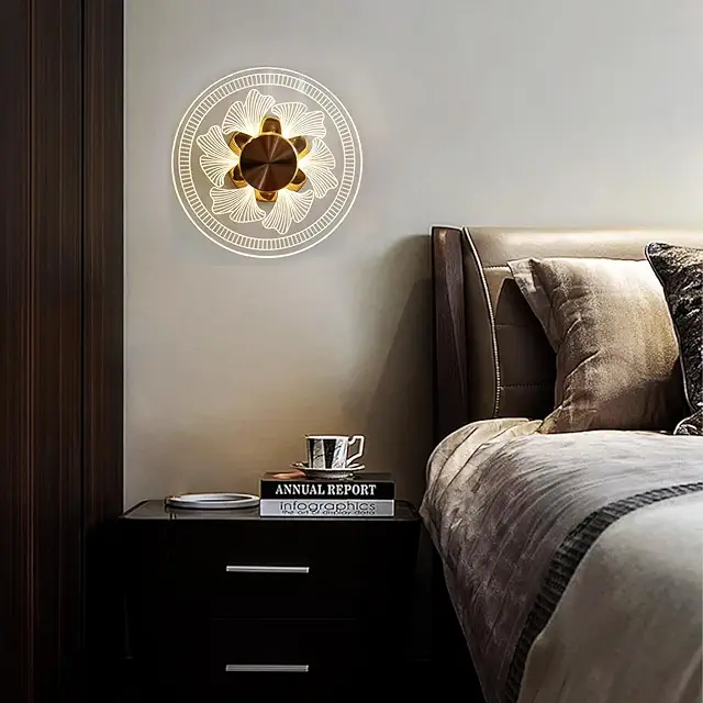 Applique Murale Fleur LED Moderne 12W, Design Ronde en Acrylique pour Chambre Salon