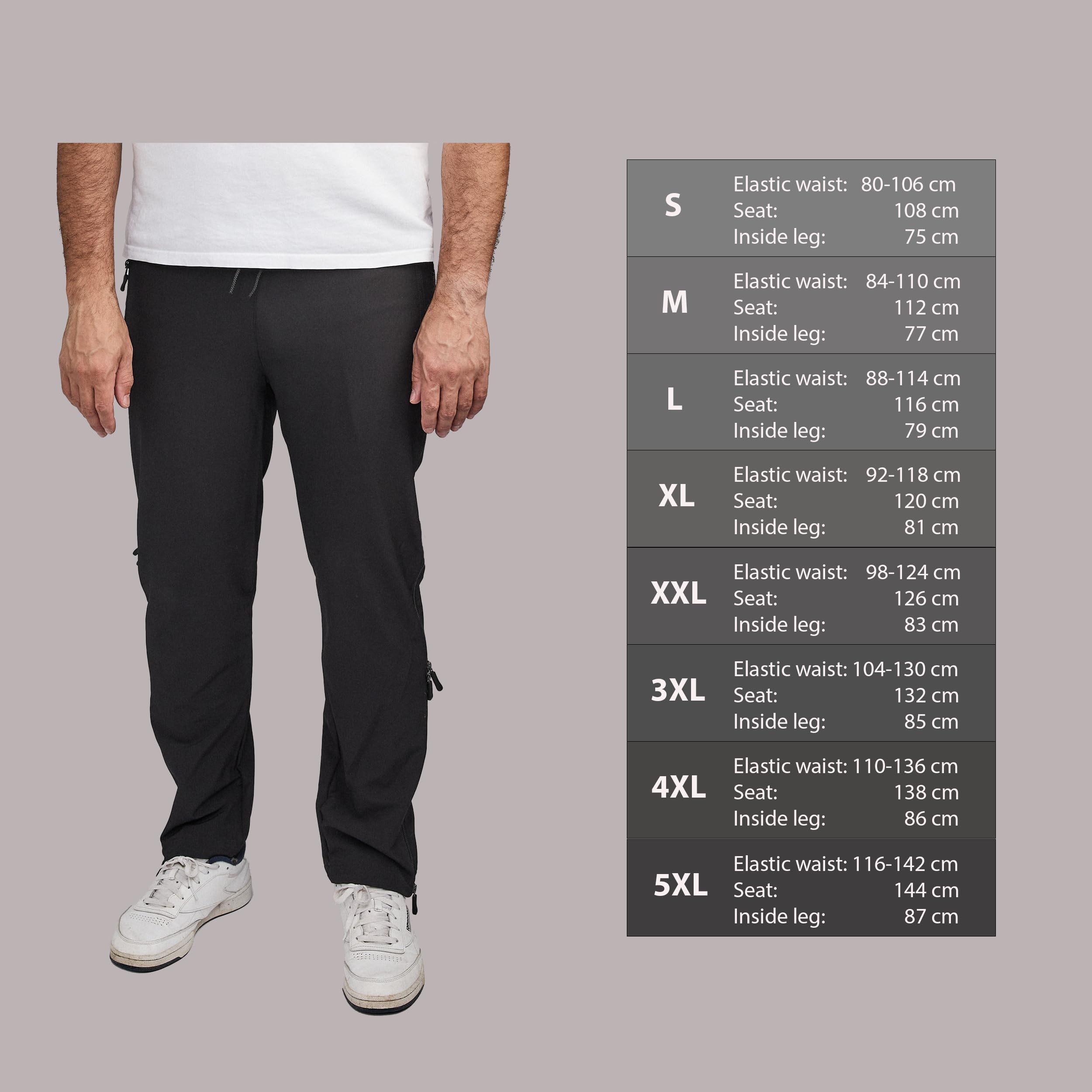 Dobsom Premium Reha Hose für Damen und Herren | Warme Überziehhose | Seitlich zu öffnen | Praktisch für Fahrrad und Roller, Physio, Gipsbein, OP | Durchgehender Komfort 4-Wege-Reißverschluss