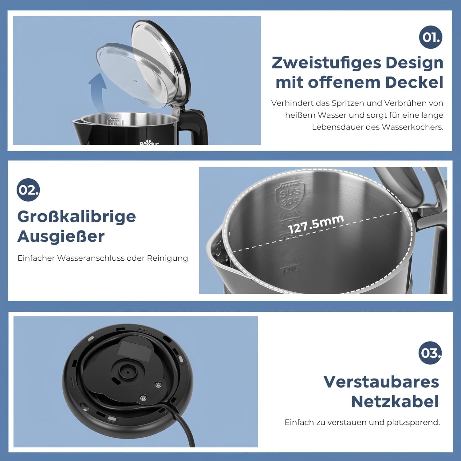 Bear vízforraló csomagolás és kiegészítők