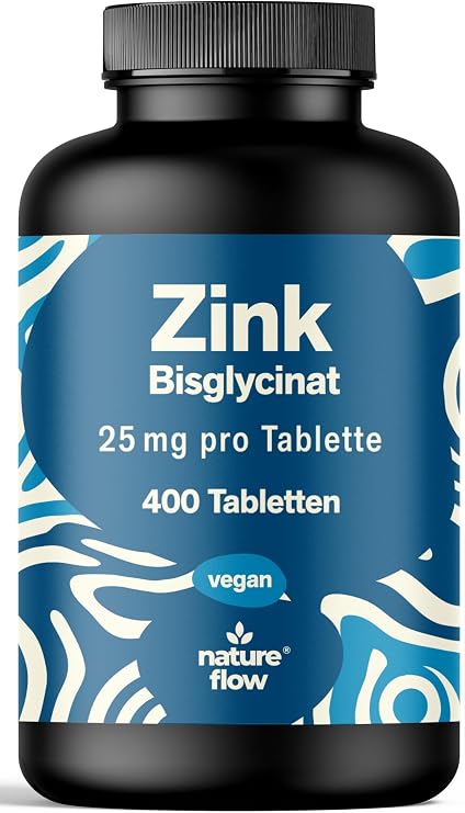 Tabletki cynkowe wysoka dawka 25 mg - 400 tabletek z bisglicynianem cynku - wegańskie i wyprodukowane w Niemczech - testowane laboratoryjnie