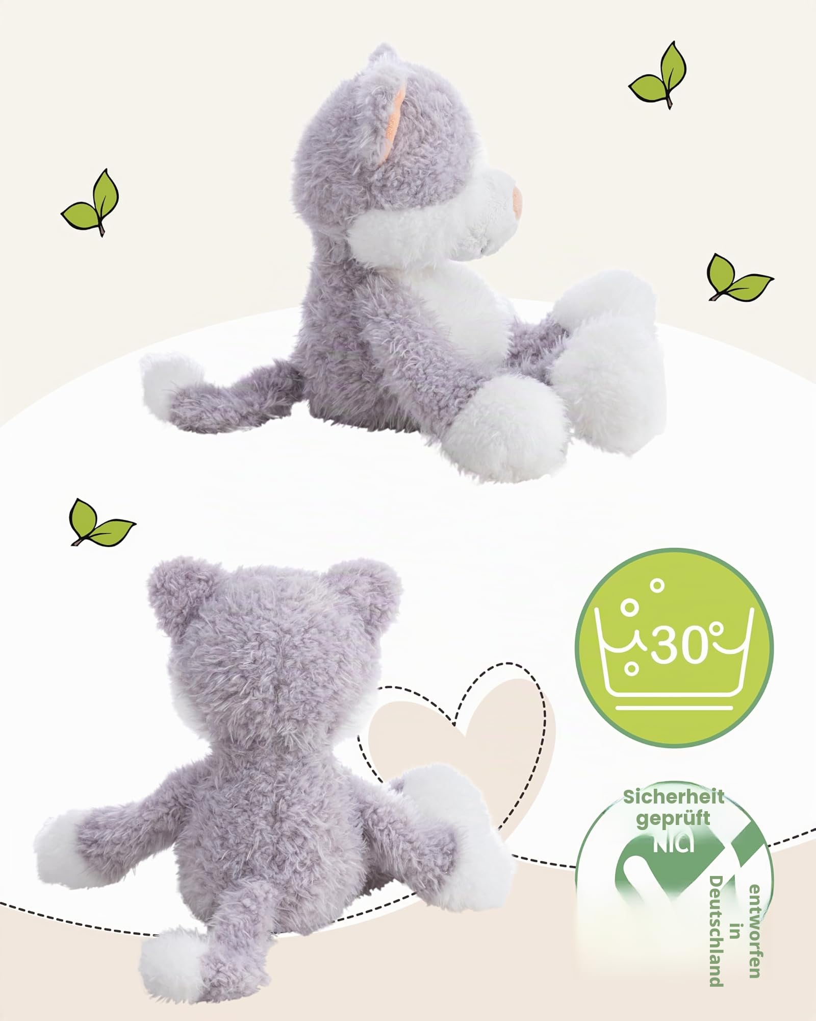 NICI Kuscheltier Katze Felli 70cm - grau - 62967 | Stofftier aus weichem Plüsch, niedliches Plüschtier zum Kuscheln und Spielen, für Kinder & Erwachsene, tolle Geschenkidee