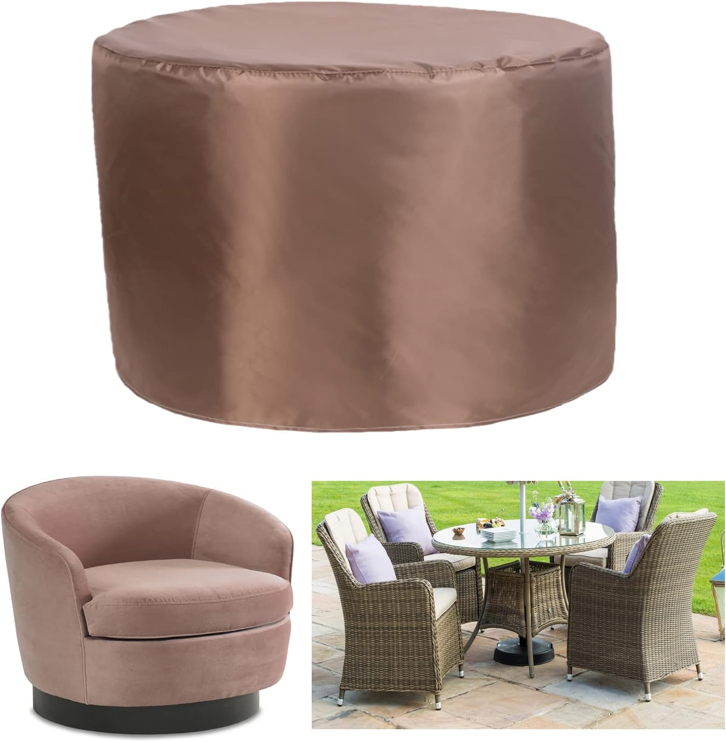 Garden Table Cover Heavy Duty 37" D x 28" H, Patio Furniture Cover Waterproof, Round Garden Furniture Covers, Large Waterproof Large Outdoor Furniture Set Covers Windproof Tear-Resistant