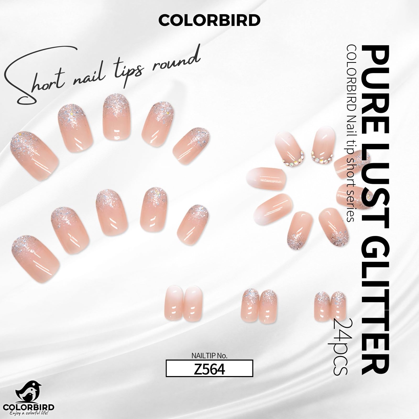 Amazon | COLORBIRD ネイルチップ ショート 24枚 ピンク ネイル 付け爪
