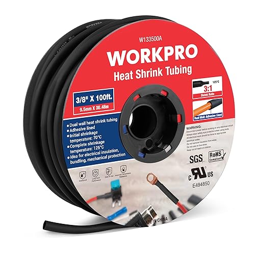 Miniatura 8 de WORKPRO Tubo termorretráctil de 100 pies y 14 pulgadas, relación 31, tubo retráctil de alambre térmico de doble pared, tubo de cable retráctil de