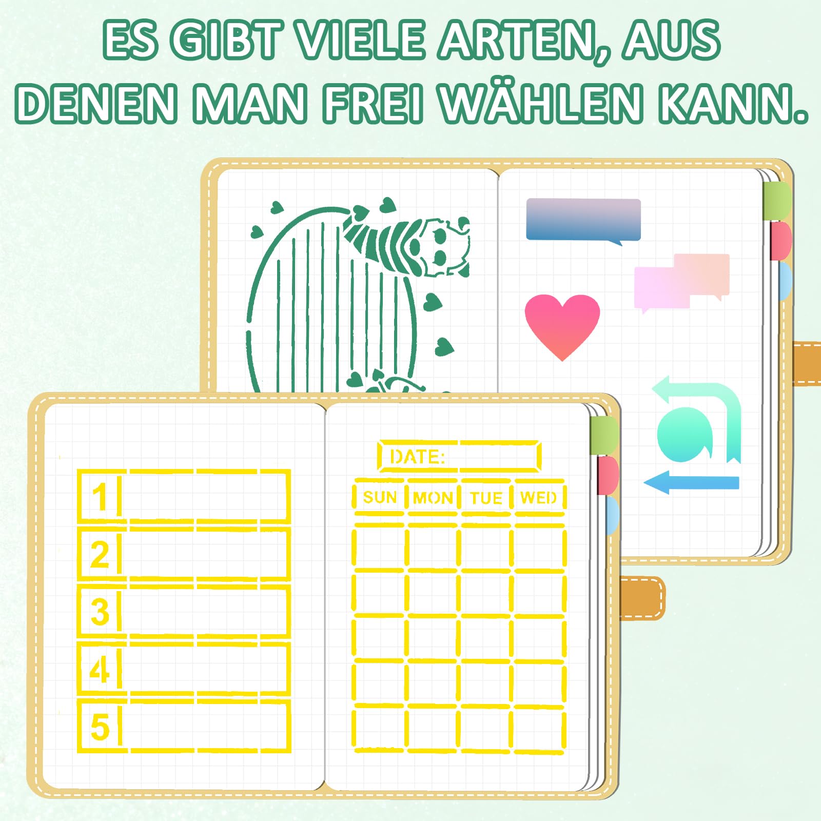 Pochoirs Bullet Journal PET Lot De 24 Pochoirs Pour Journal / Bullet Journal - Format 17,8 X 12,7 Cm - En PET Réutilisable Et Flexible Création Pages Carnet DIY