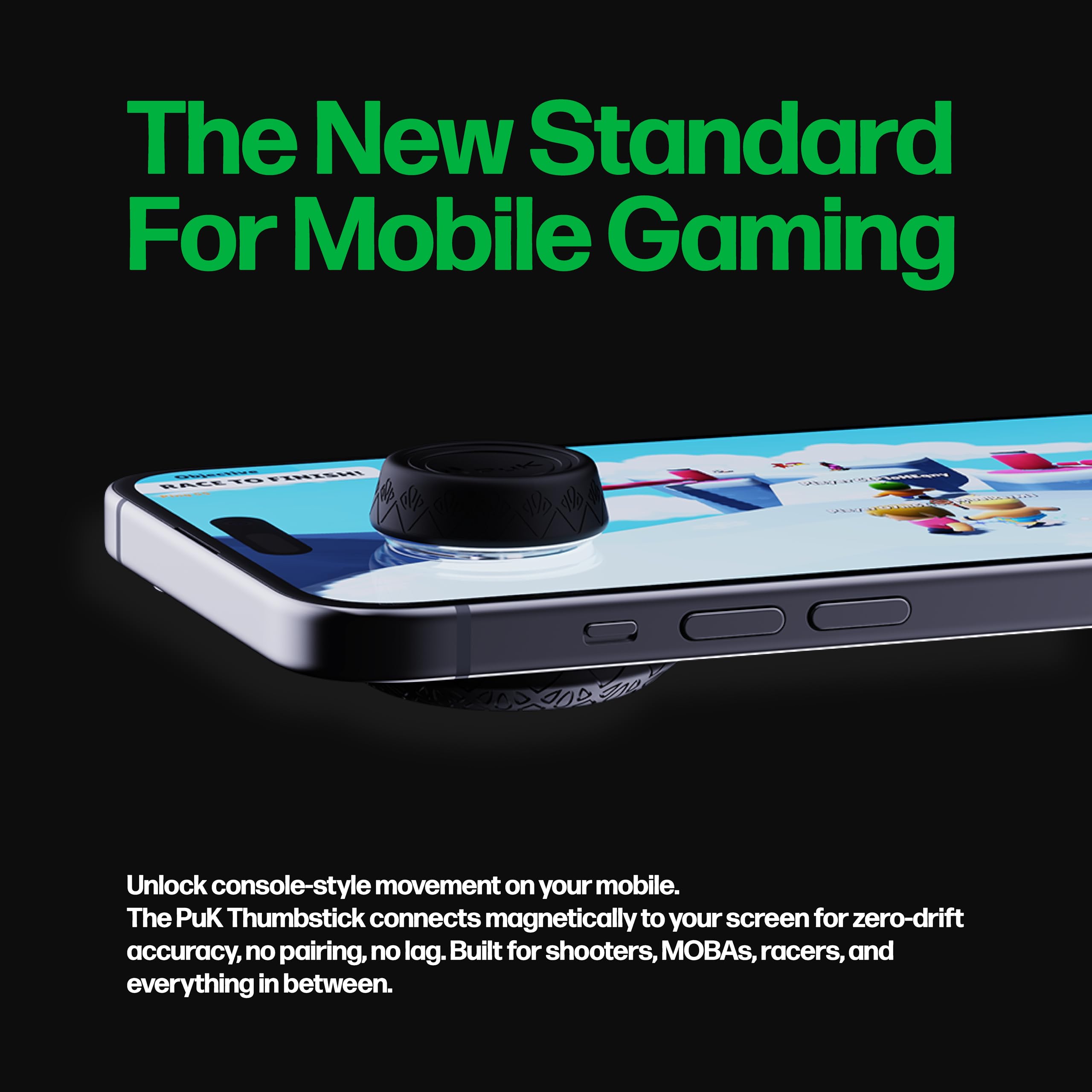 PuK Mobile Gaming Thumbstick Magnetischer Joystick für Handy mit Daumenhülle und Schutzdeckel - Null Verzögerung, mobiler Touchscreen-Controller für iOS- und Android-Geräte - Telefon-Joystick für