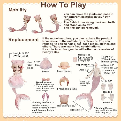 Miniatura 3 de BEEMAI Antu Tidal Secret Language Mermaid Series 1PC 112 BJD Muñecas Lindas Figuras Coleccionables Regalo de Cumpleaños