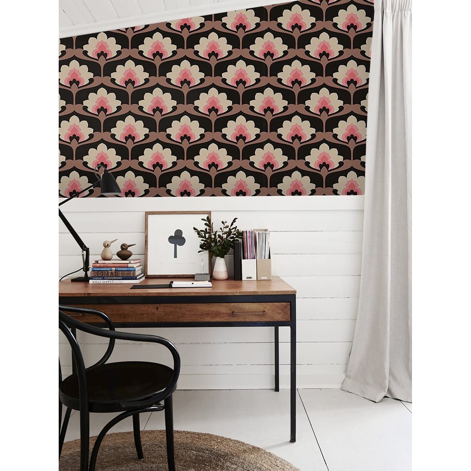 Papier peint floral vintage 312x219cm latex Muralo pour decoration meuble et mur
