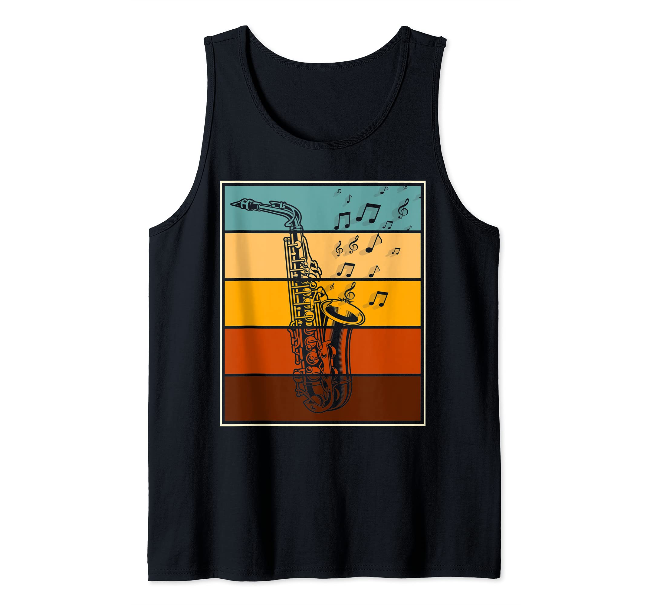 Retro Musical Instrument Saxophonist Jazz Musician Saxophone Tank Top, Black