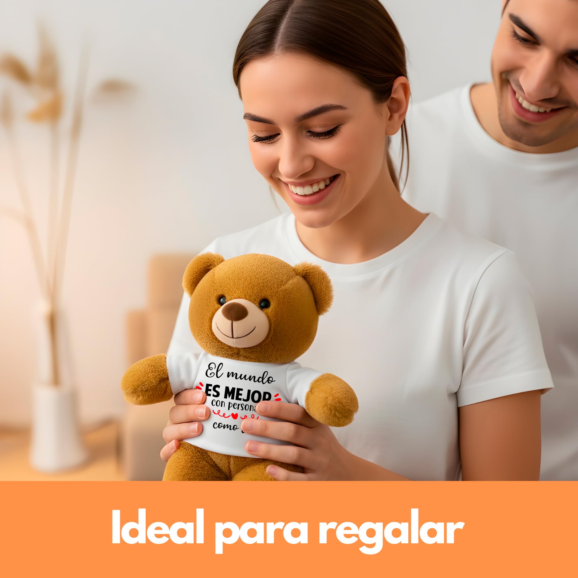 Peluchilandia Regalos Originales para Mujer y Amigas - Osito de Peluche con Mensaje Corazón en Caja Regalo - Detalle para Cumpleaños, Enamorados o Día de la Madre (MARRÓN) — view 6