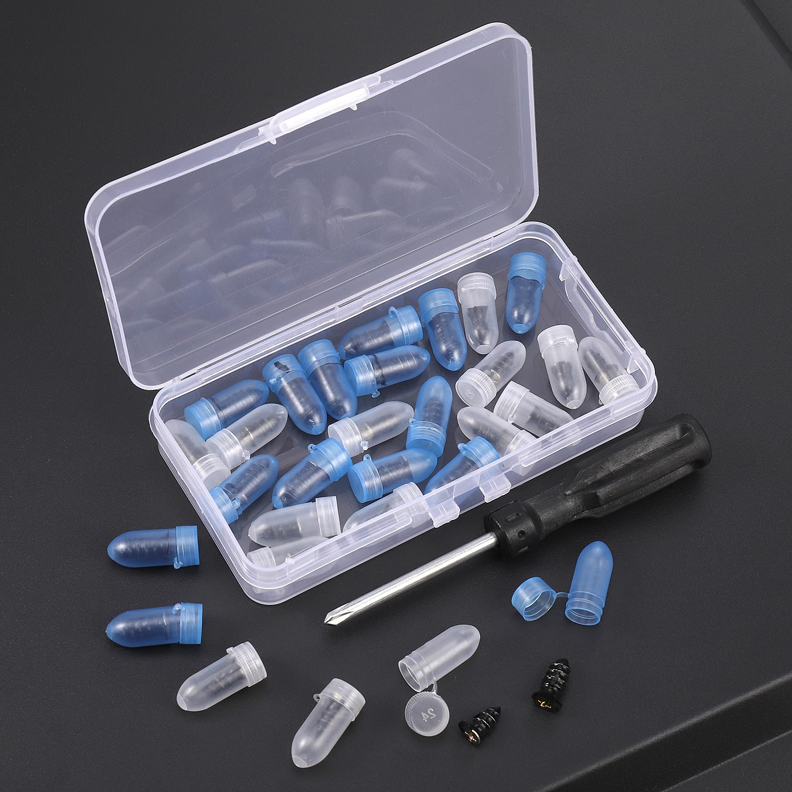 Zocipro 60Pcs Chiodo in Gomma per Riparazione Pneumatici con Cacciavite Kit Auto Moto Camion Bici